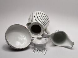 Raymor Italy Striped Espresso Coffee Tea Pot Set Creamer & Sugar Bowl S/3