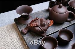 Real yixing zisha tea set original ore purple grit kungfu tea set pot cup tureen