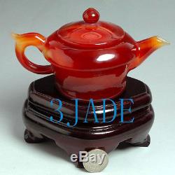 Red Agate / Carnelian Carving / Sculpture Teapot / Tea Pot Statue