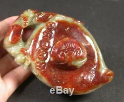 Red Certified 100% Natural A Jade jadeite Butterfly Bird Tea Pot 389546 am