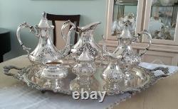 Reed & Barton KING FRANCIS Silverplate Coffee/Tea Pot Set & TOWLE Tray 7 Pc