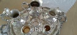 Reed & Barton KING FRANCIS Silverplate Coffee/Tea Pot Set & TOWLE Tray 7 Pc