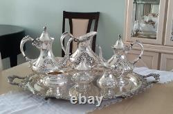 Reed & Barton KING FRANCIS Silverplate Coffee/Tea Pot Set & TOWLE Tray 7 Pc