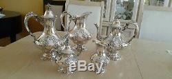 Reed & Barton KING FRANCIS Silverplate Coffee/Tea Pot Set +Water Pitcher 5 pc