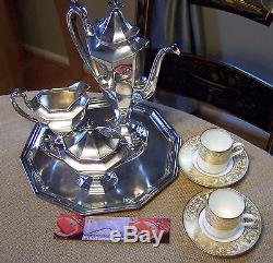 Reed & Barton Sierra Neo Classical Demitasse Sized Coffee Tea Service Pot Set