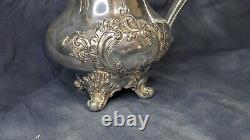 Reed & Barton Silver Tea Set 5600 Regent Hand Chased Coffee, Creamer, Sugar Bowl