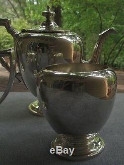 Reed & Barton Sterling Silver Pointed Antique Coffee Set Teapot Creamer Sugar