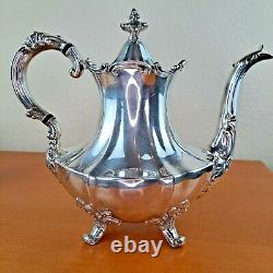 Reed & Barton Victorian 6710 Silverplate Set Teapot Coffee Sugar Creamer & Tray