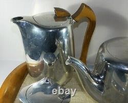 Retro Vintage Picquot Ware Tea Set Five Pieces with Tray Original teapot