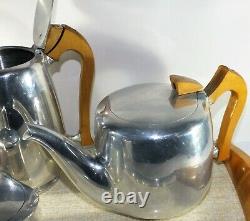 Retro Vintage Picquot Ware Tea Set Five Pieces with Tray Original teapot