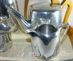 Retro Vintage Picquot Ware Tea Set Five Pieces with Tray Original teapot