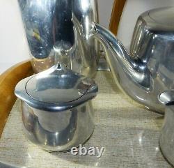 Retro Vintage Picquot Ware Tea Set Five Pieces with Tray Original teapot