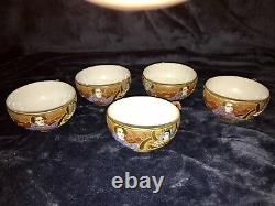 Retro Vtg 11-pc Japanese Porcelain Ceramic Satsuma Moriage Dragon Ware Tea Set
