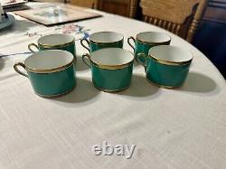 Richard Ginori CONTESSA Green Impero Dessert Tea cups And Saucers (10 Pieces)