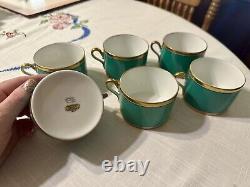 Richard Ginori CONTESSA Green Impero Dessert Tea cups And Saucers (10 Pieces)