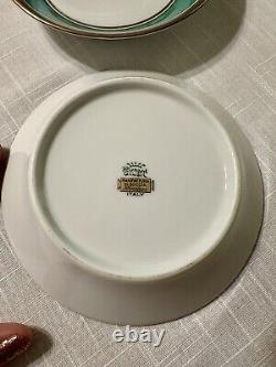 Richard Ginori CONTESSA Green Impero Dessert Tea cups And Saucers (10 Pieces)