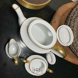 Richard Ginori Contessa Brown Tea Set Teapot Creamer Sugar Cups & Saucers Plates