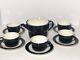 Richard Ginori Deep Blue & White Tea Pot And 5 Cups & Saucers 12 Piece Set