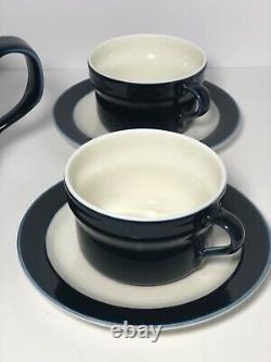 Richard Ginori Deep Blue & White Tea Pot And 5 Cups & Saucers 12 Piece Set