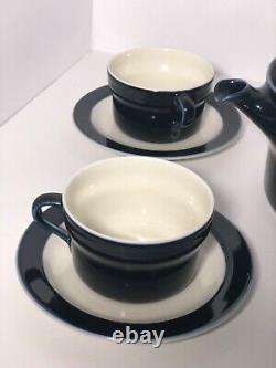 Richard Ginori Deep Blue & White Tea Pot And 5 Cups & Saucers 12 Piece Set