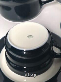 Richard Ginori Deep Blue & White Tea Pot And 5 Cups & Saucers 12 Piece Set