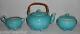 Rookwood Pottery 1921 Turquoise Teapot Creamer Sugar Set