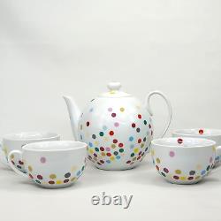 Rosanna Rainbow Polka Dot Tea Pot and Cup Set 4 Cups & Lid