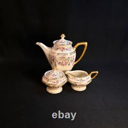 Rosenthal Ivory Coffee / Teapot Creamer Sugar Floral Scrollwork Gold 1939-1956