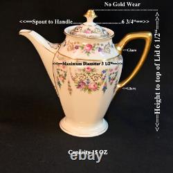 Rosenthal Ivory Coffee / Teapot Creamer Sugar Floral Scrollwork Gold 1939-1956