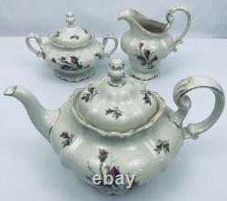 Rosenthal Moss Rose Tea Pot Creamer Sugar Lot Tea Service Excellent