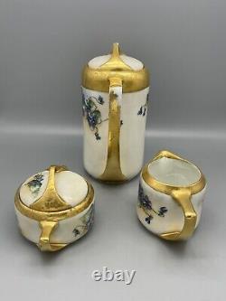Rosenthal Selb Bavaria Donatello Hand Painted Teapot Sugar &Creamer Set Signed