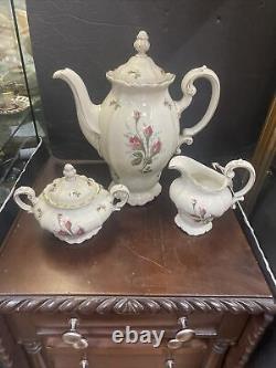 Rosenthal Tea-set moss rose pompador ivory china coffee teapot sugar Creamer set