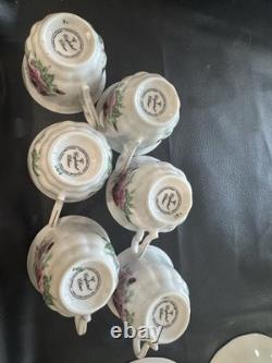 Roses Coffee Tea Pot Sugar Bowl/Lid, Creamer, 6 Teacups/Saucers Set Poland China