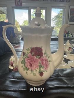 Roses Coffee Tea Pot Sugar Bowl/Lid, Creamer, 6 Teacups/Saucers Set Poland China