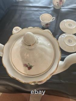 Roses Coffee Tea Pot Sugar Bowl/Lid, Creamer, 6 Teacups/Saucers Set Poland China