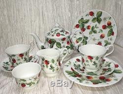 Roy Kirkham Alpine Strawberry Bone China Teapot Cups Sugar Creamer Lunch Plates