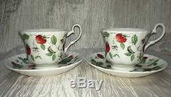 Roy Kirkham Alpine Strawberry Bone China Teapot Cups Sugar Creamer Lunch Plates