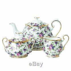 Royal Albert 1940 3-Piece Teapot Sugar &Creamer Set English Chintz, Multicolored