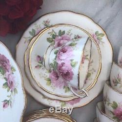 Royal Albert American Beauty Tea Luncheon Set for 8 Complete Cake Stand Teapot +