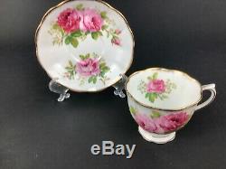 Royal Albert American Beauty Teapot Creamer Sugar Bowl Tray 2 Cups Saucers Set