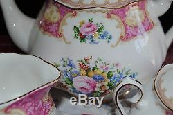 Royal Albert Bone China Lady Carlyle 3 Piece Tea Set Tea Pot Creamer Sugar Box