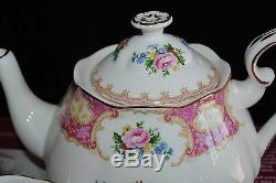 Royal Albert Bone China Lady Carlyle 3 Piece Tea Set Tea Pot Creamer Sugar Box