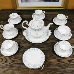 Royal Albert Bone China Memory Lane Teapot Set with Platter, Cups, Saucers, Plates