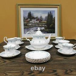 Royal Albert Bone China Memory Lane Teapot Set with Platter, Cups, Saucers, Plates