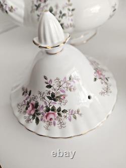 Royal Albert Bone China Teapot with Sugar/Creamer Set Lavender Rose 40 oz