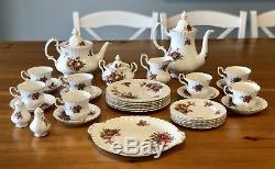 Royal Albert CENTENNIAL ROSE 33 Pce Set Cup Saucers Side Plates Tea & Coffee Pot