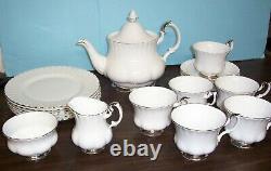 Royal Albert Chantilly Tea Set For 6 Tea Pot & Cover Cups & Saucers Cr & Sugar
