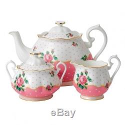 Royal Albert Cheeky Pink 3 Piece Tea Set Teapot Creamer Sugar