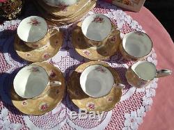Royal Albert Devonshire Lace Teapot, tea cups, saucers, plates set for 4 -EUC