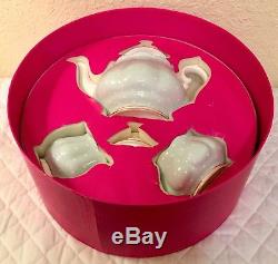 Royal Albert Fine China Polka Rose 3-Piece Set Teapot, Sugar & Creamer with Box